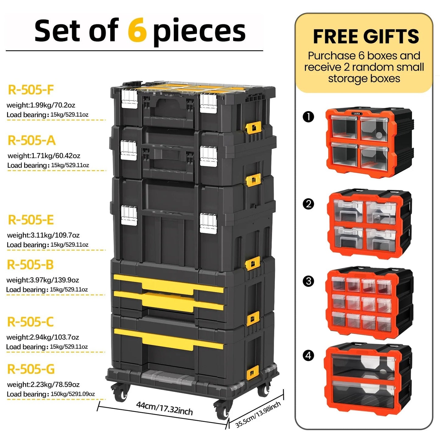 AIRAJ MultiFunctional Tier Stackable Rolling Plastic Portable Folding Tool Storage Box , Suitable for Garage Storage    Home Decor Supply | Online Retail | ShoreShopper.com