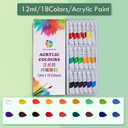 Acrylic Pigment 12/18/24/36 Colors 12ml Set Children's Painting And Oil Painting Beginners Non-Toxic Quick Drying Art Supplies    Home Decor Supply | Online Retail | ShoreShopper.com
