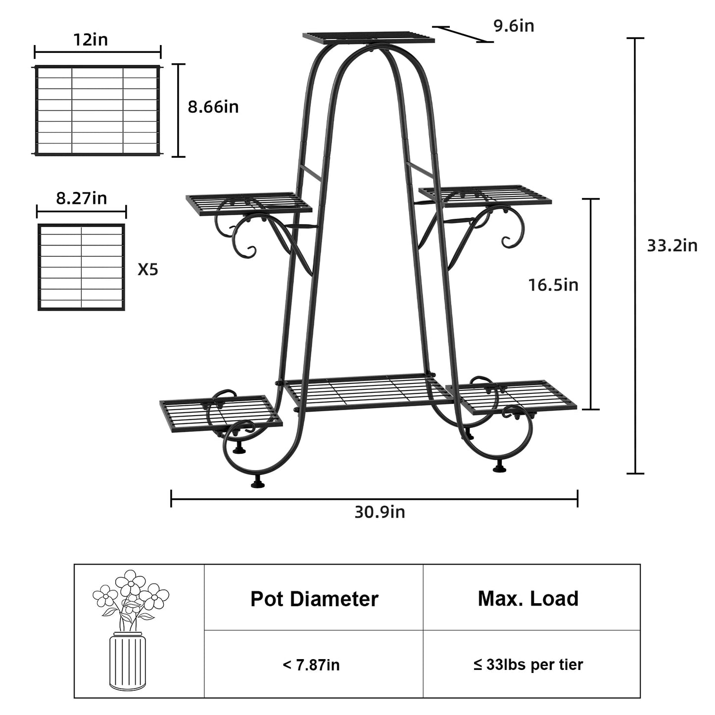 6 Tiers Metal Plant Stand Indoor Outdoor Flower Display Rack Holder    Home Decor Supply | Online Retail | ShoreShopper.com