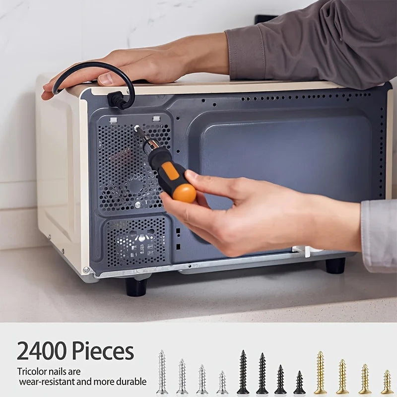 2400pcs Miniature Self-Tapping Screws, M2 Wood Screws, Phillips Head Screws, Flat Head Screws, Gold, Black, Silver Set    Home Decor Supply | Online Retail | ShoreShopper.com