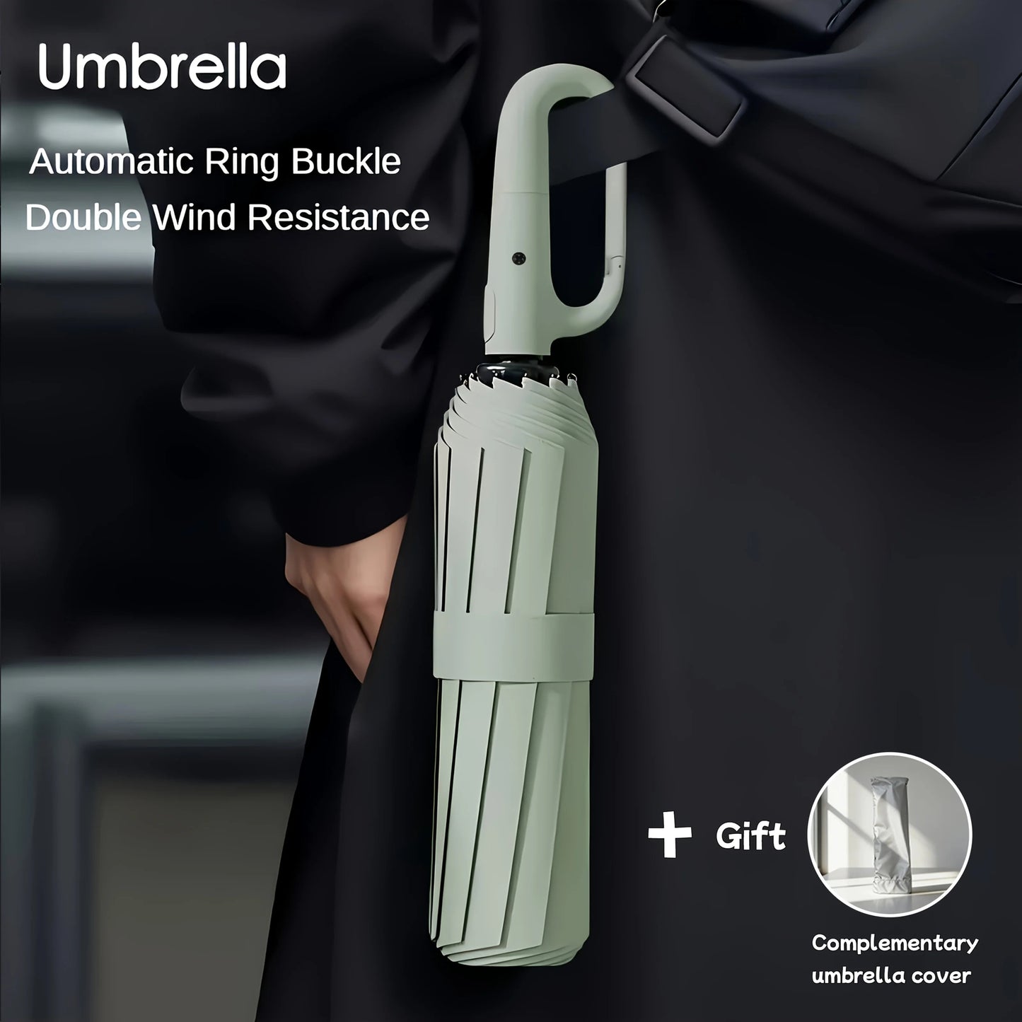 Carabiner Clip, Portable, Hands-free, Automatic Folding Umbrella. Features Reinforced Thickened Windproof Ribs and Canopy    Your Coastal Marketplace | Shoreshopper.com