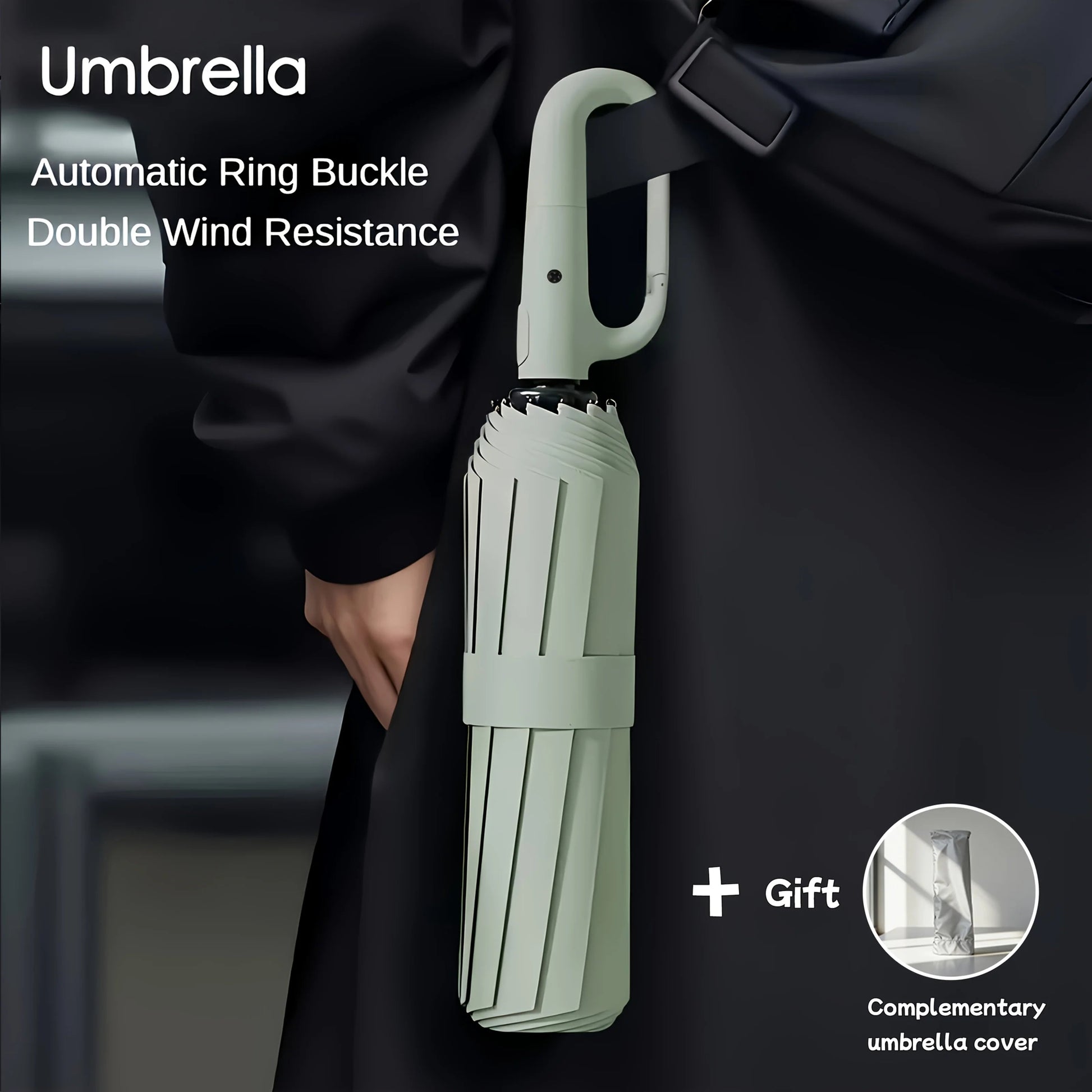 Carabiner Clip, Portable, Hands-free, Automatic Folding Umbrella. Features Reinforced Thickened Windproof Ribs and Canopy    Your Coastal Marketplace | Shoreshopper.com