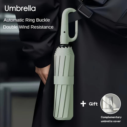 Carabiner Clip, Portable, Hands-free, Automatic Folding Umbrella. Features Reinforced Thickened Windproof Ribs and Canopy    Your Coastal Marketplace | Shoreshopper.com