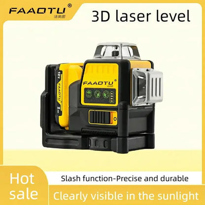 FAAOTU DW089LG 12 Lines 3 Sides 360 Degree Vertical 12V Lithium Battery Laser Level Horizontal Green Meter Outdoor - ShoreCo.Shop