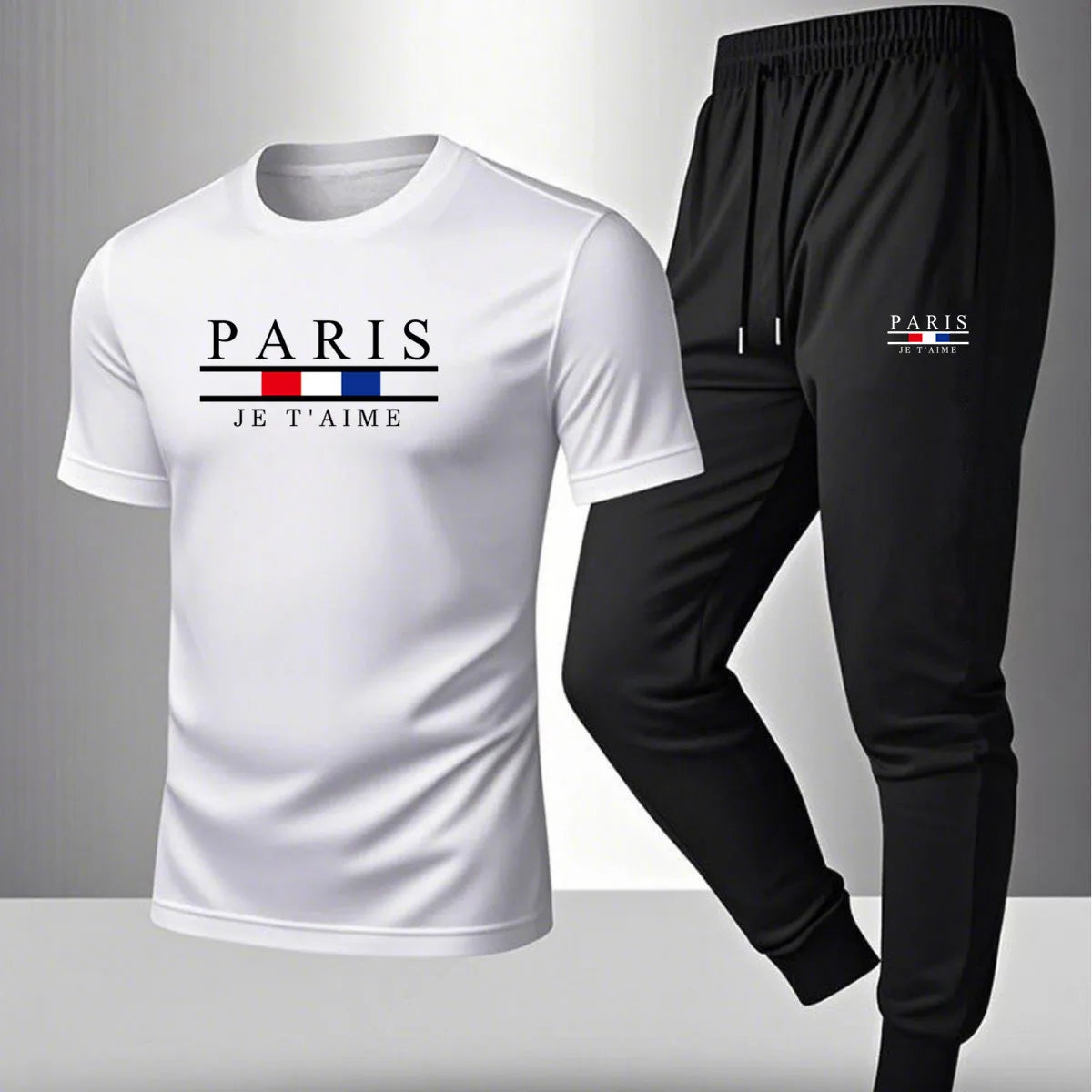 2026 NEW Men's Summer Casual Pants+Short Sleeve T-shirt Set Paris Paris Paris Printed Two Piece Set Men's Sports Set    Home Decor Supply | Online Retail | ShoreShopper.com