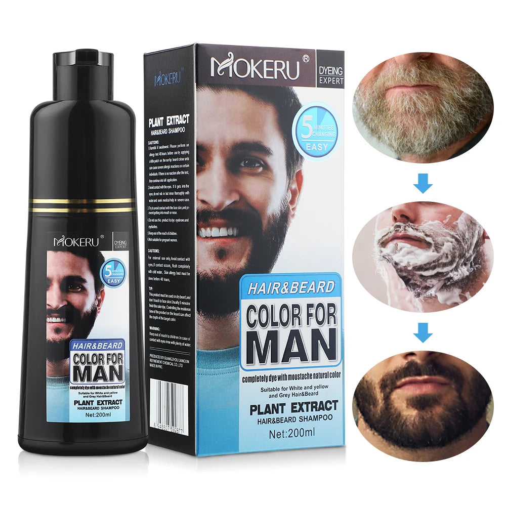 Natural Permanent Beard Dye Shampoo Repair White Grey Hair Removal Instant Mustache Dying Blacking Fast Beard Coloring for Men - ShoreCo.Shop