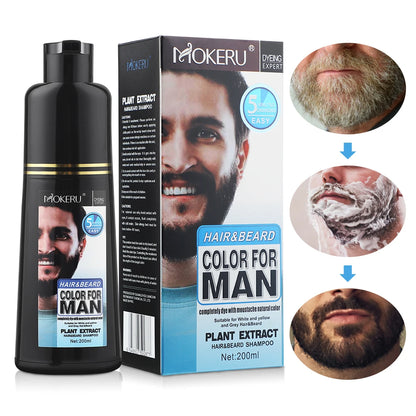 Natural Permanent Beard Dye Shampoo Repair White Grey Hair Removal Instant Mustache Dying Blacking Fast Beard Coloring for Men - ShoreCo.Shop