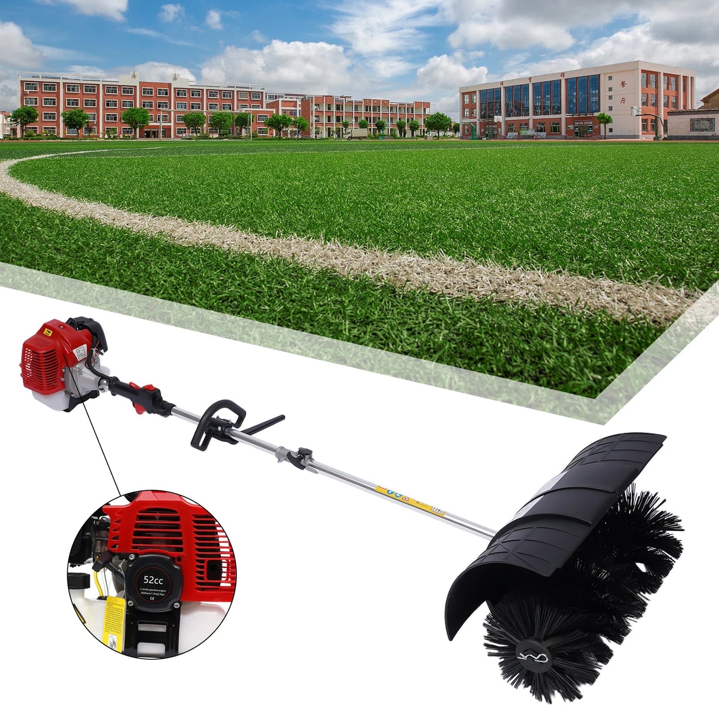 2.3HP 52CC Gas Power Walk Behind Sweeper, Hand-hold Snow Sweeper for Driveway Turf Artificial Grass    Home Decor Supply | Online Retail | ShoreShopper.com