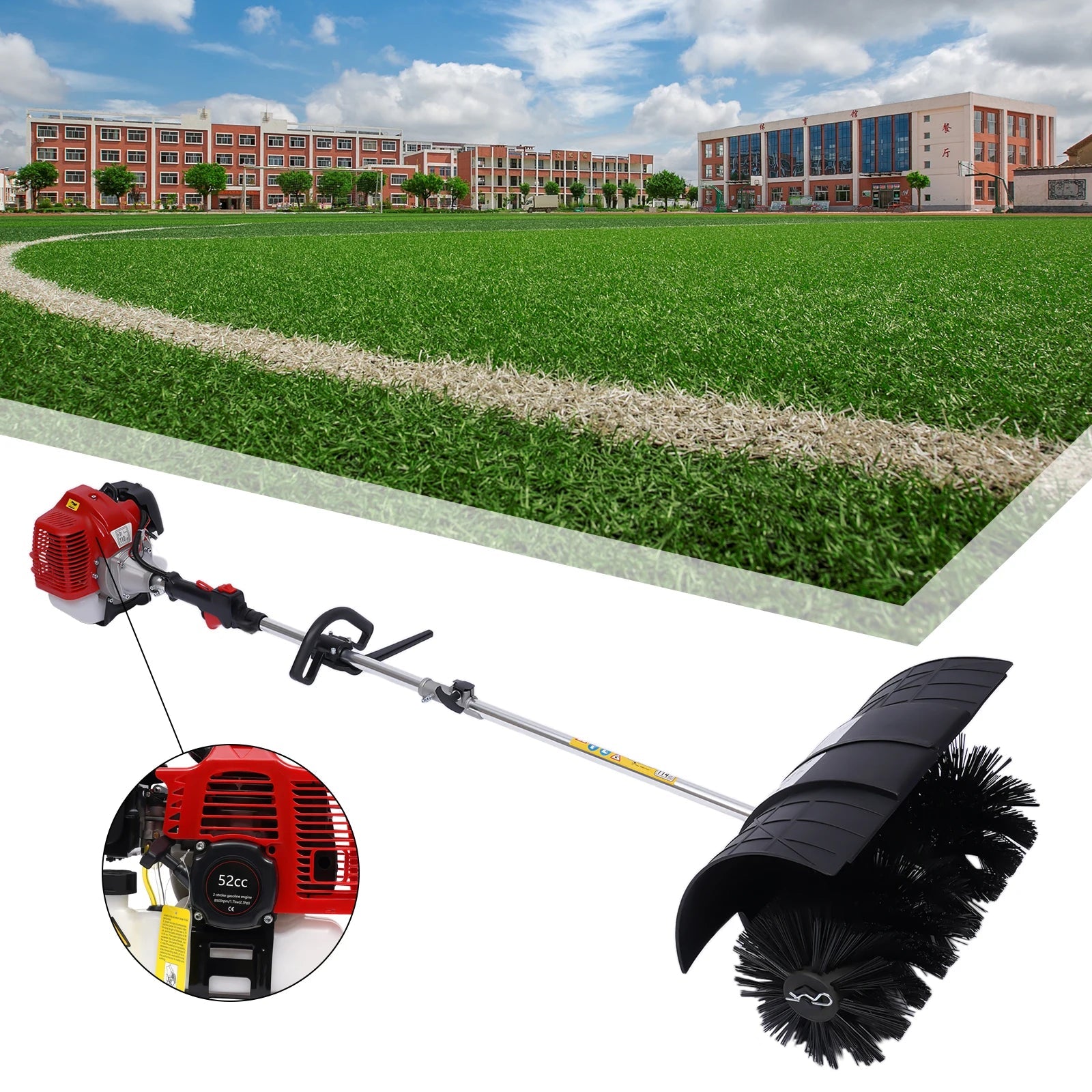2.3HP 52CC Gas Power Walk Behind Sweeper, Hand-hold Snow Sweeper for Driveway Turf Artificial Grass    Home Decor Supply | Online Retail | ShoreShopper.com