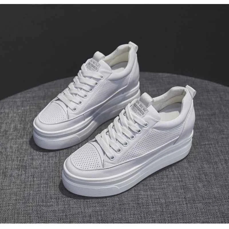 LunaStratus Breathable Platform Sneakers - 8cm Height-Increasing Casual Walking Shoes for Women