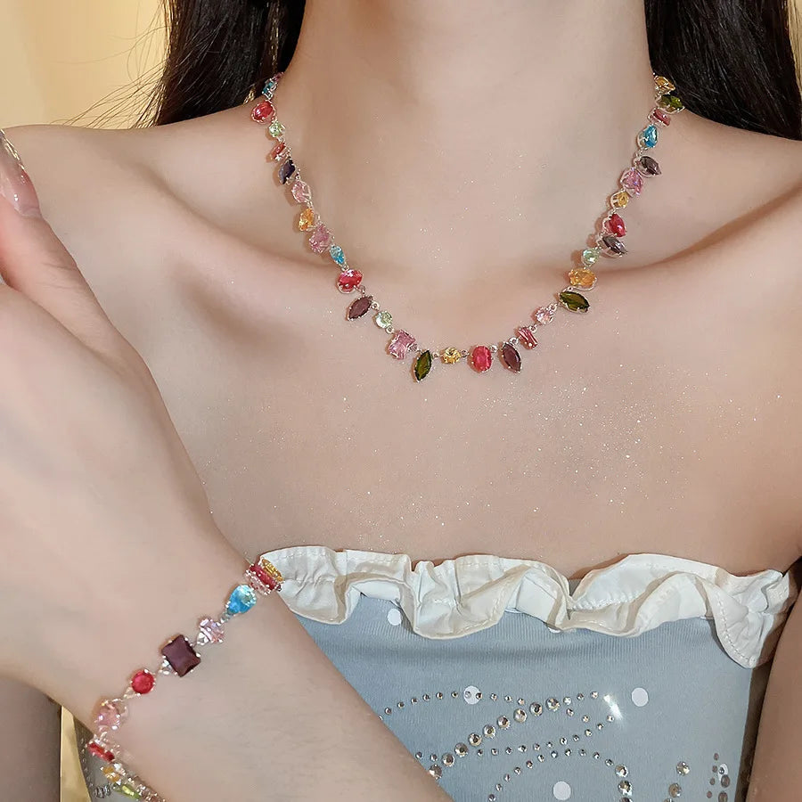 Brand 18K Gold Plated New Luxury Colourful Crystal Zircon Necklace For Women Fashion Party Jewelry Accessories Ladies Jewellery    Home Decor Supply | Online Retail | ShoreShopper.com