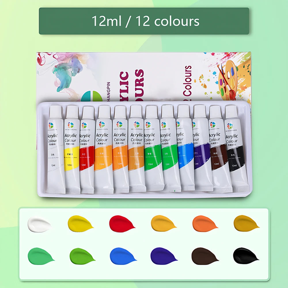 Acrylic Paint Set 12/18/24/36 Colors 12ml Tubes Non-Toxic Waterproof Art Craft Paints for Artists Kids Beginners School Supplies    Home Decor Supply | Online Retail | ShoreShopper.com