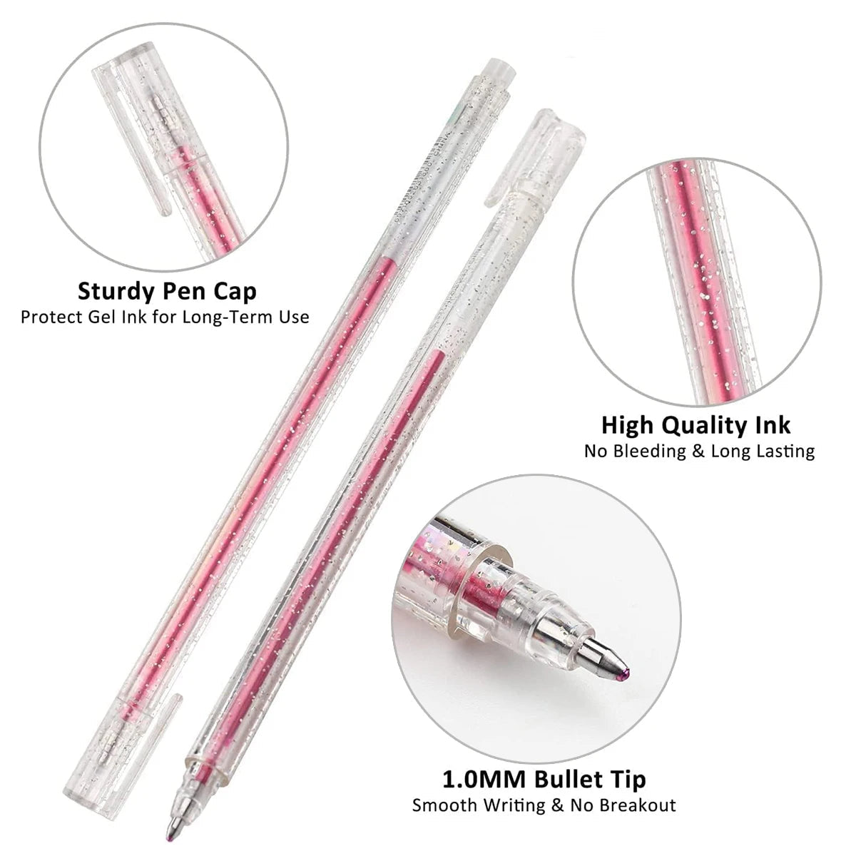8/12/18 Color Glitter Gel Pen 1.0mm Metal Glitter Color Ballpoint Pen Paper Cardstock Diary Drawing Marking Coloring DIY Art    Home Decor Supply | Online Retail | ShoreShopper.com