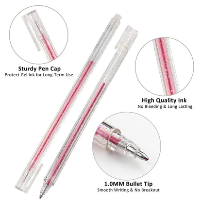 8/12/18 Color Glitter Gel Pen 1.0mm Metal Glitter Color Ballpoint Pen Paper Cardstock Diary Drawing Marking Coloring DIY Art    Home Decor Supply | Online Retail | ShoreShopper.com