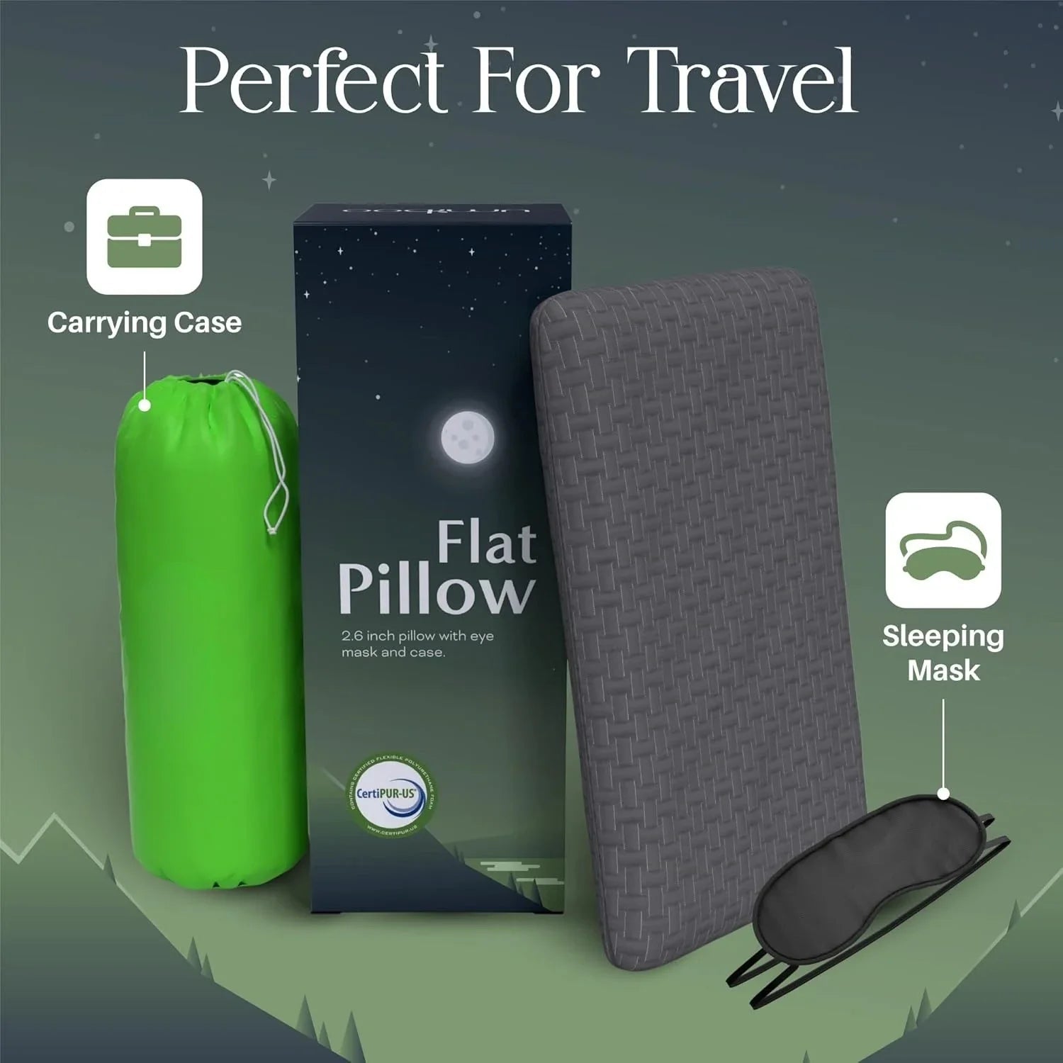 Thin Gel Memory Foam Ultra Thin Pillow | Low Profile Thin Flat 2.6 Inch Flat Pillows | Stomach or Back Sleeper Pillows |    Home Decor Supply | Online Retail | ShoreShopper.com