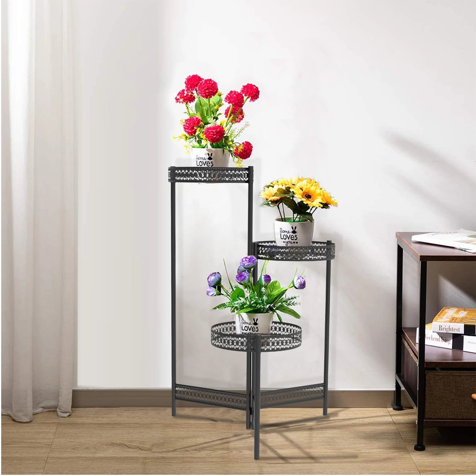 3/4 Tier Metal Plant Stand Indoor Black Tall Flower Pot Holder Display Rack Foldable for Patio Garden Living Room Corner Balcony    Home Decor Supply | Online Retail | ShoreShopper.com