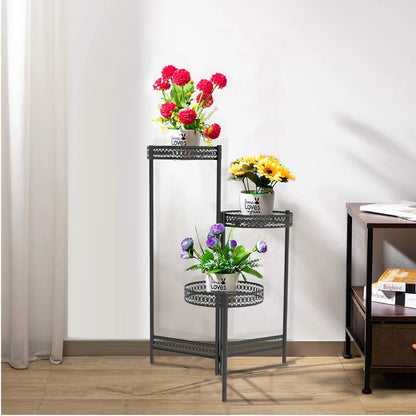 3/4 Tier Metal Plant Stand Indoor Black Tall Flower Pot Holder Display Rack Foldable for Patio Garden Living Room Corner Balcony    Home Decor Supply | Online Retail | ShoreShopper.com