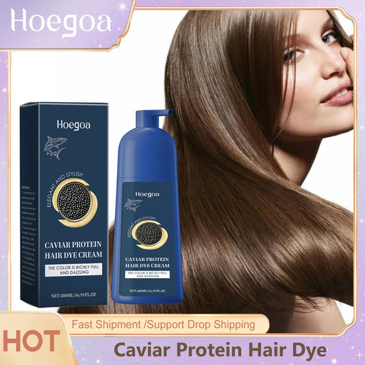 Caviar Protein Hair Dye Shampoo Gray White Hair Color Treatment Smoothing Nourishing Fast Natural Herbal Color Hair Cream 500ml - ShoreCo.Shop