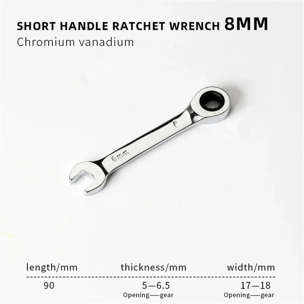 6-19mm Short Handle Quick Ratchet Wrench 72 Teeth Multi Functional Portable Short Dual-use Plum Blossom Small Wrench Hand Tools    Home Decor Supply | Online Retail | ShoreShopper.com