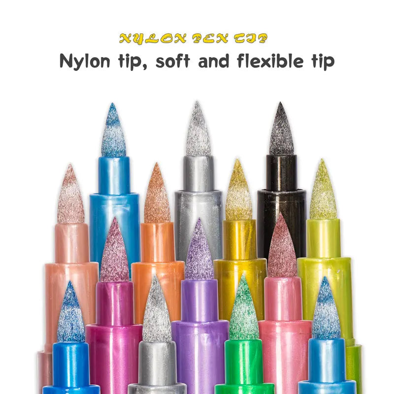 12 Colors Brush Metallic Paint Markers Pens for Rock Painting Stone Ceramic Wood Fabric Pebbles Scrapbook Journals Photo Albums    Home Decor Supply | Online Retail | ShoreShopper.com