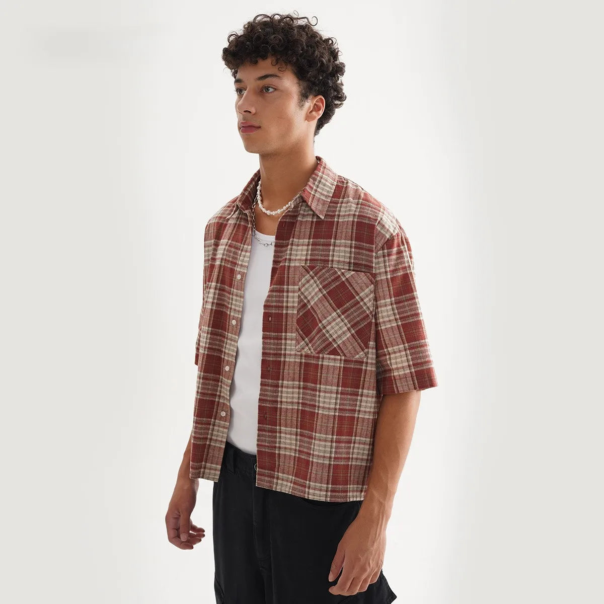 ‌Plaid Short Sleeve Shirt for Men‌ Casual Button Down,Lightweight Breathable Fabric,Trendy Streetwear,Summer Open Front Top    Home Decor Supply | Online Retail | ShoreShopper.com
