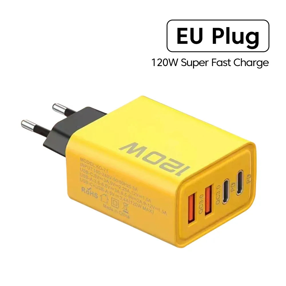 4 Ports USB C PD Charger Quick Charge 3.0 Type C USB Phone Chargers Fast Charging Adapter For iPhone 16 15 Samsung Xiaomi Huawei - ShoreCo.Shop