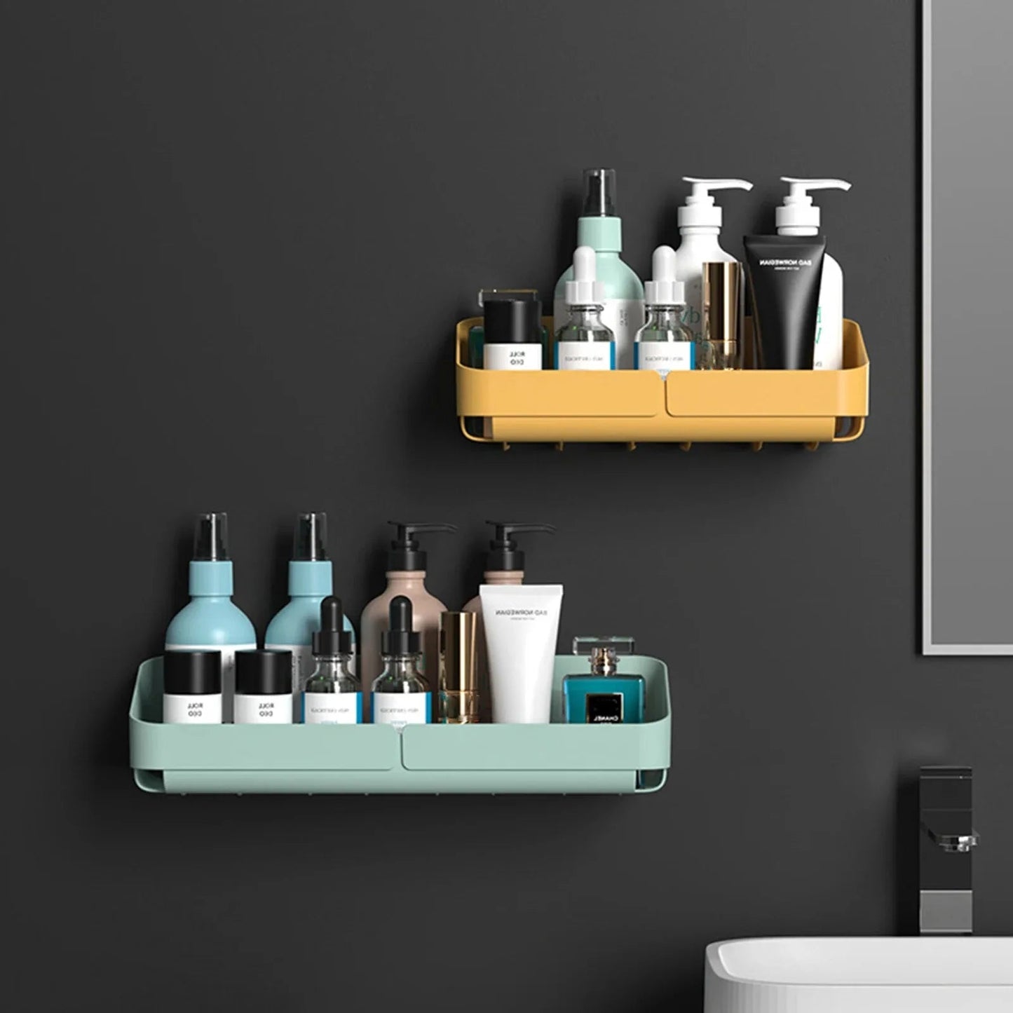Bathroom  Kitchen Convenience Rack Shelf Makeup Storage Organizer Cosmetics Shampoo Rack Shower Shelf Wall Spice No Drilling    Home Decor Supply | Online Retail | ShoreShopper.com