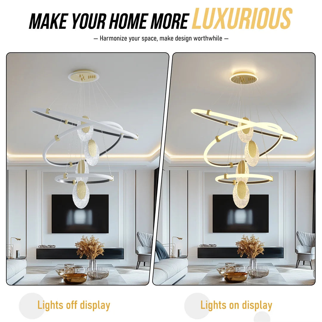 LUVODI 3-Layers LED Ceiling Lighting Fixture Art Decor Acrylic Water-drop Chandelier Pendant Lamp with 3 Color Lights    Home Decor Supply | Online Retail | ShoreShopper.com