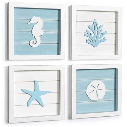 Beach Home Signs Nautical Wood Wall Plaque Wooden Signs Welcome Decor Hanging Plate for Beach House Hotel Bathroom Tent Decor