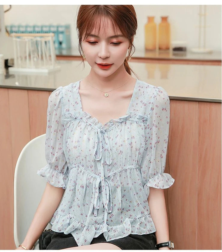 Shirts & Blouses for Women Simple Woman Top Ruffleswith Print New Collection 2025 Fashion Korea Stylish Summer Novelties M Tall    Your Coastal Marketplace | Shoreshopper.com