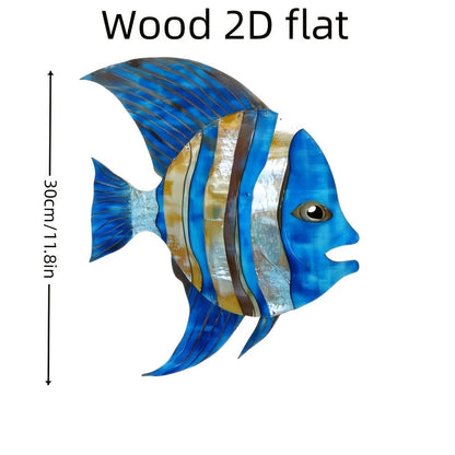 2D Wooden Fish Nautical Walls Beach Art Walls Hang Decorated Marine Themed Retro blue Fish Family Bathroom Pendants Gifts    Your Coastal Marketplace | Shoreshopper.com
