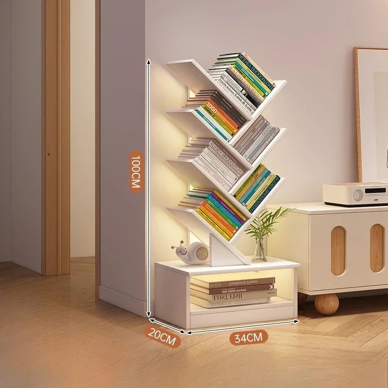 Tree-shaped Bookshelf Solid Wood Book Rack Floor-to-ceiling Space-saving Shelf Living Room Storage Shelf Display Shelf Household    Home Decor Supply | Online Retail | ShoreShopper.com