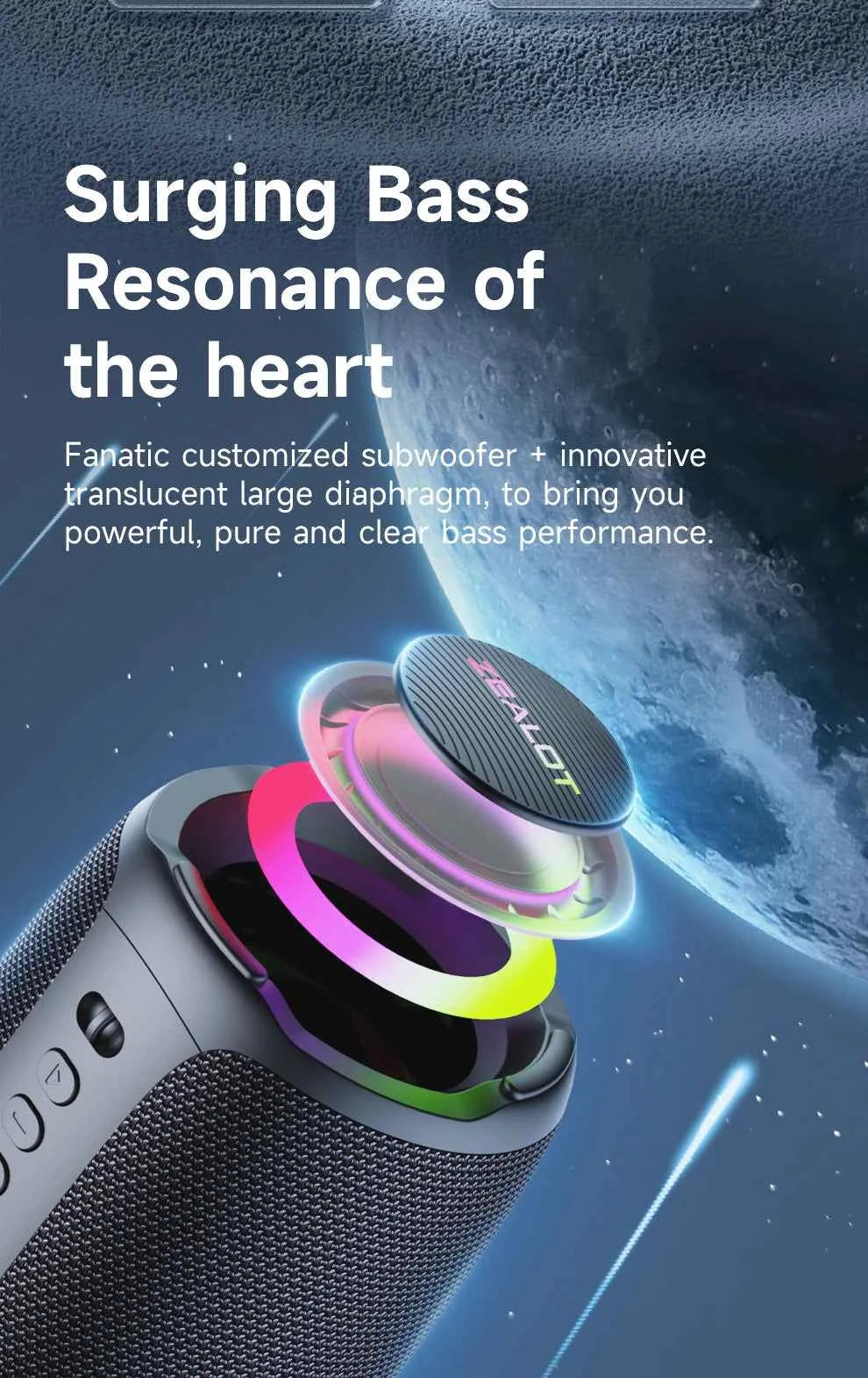 S61 Bluetooth Speaker,with IPX6 Waterproof Protection and Outdoor Bass Sound for Backyard and Beach Party,10W Loudspeaker