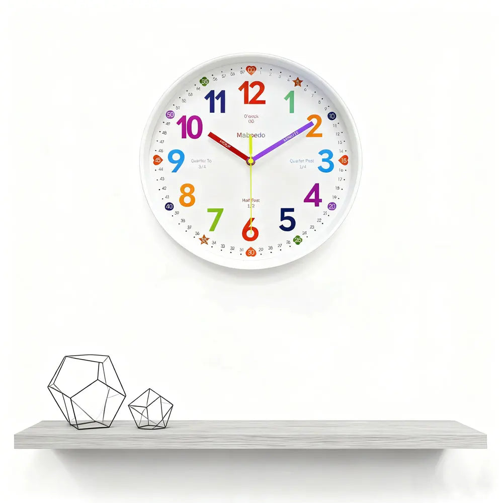 Early Education Wall Clock Colorful Number Kids Learning Time for School Classroom Bedrooms Silent Analog Clock 8/10/12 Inch    Home Decor Supply | Online Retail | ShoreShopper.com