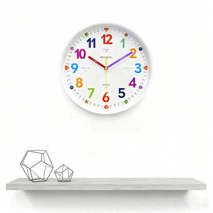 Early Education Wall Clock Colorful Number Kids Learning Time for School Classroom Bedrooms Silent Analog Clock 8/10/12 Inch    Home Decor Supply | Online Retail | ShoreShopper.com
