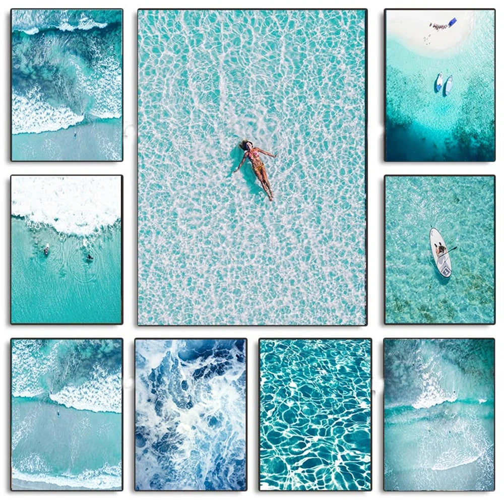 Beach Blue Ocean Wave Sea Water Surf Posters And Prints Coastal Seascape Canvas Painting Wall Art Picture Living Room Home Decor    Your Coastal Marketplace | Shoreshopper.com
