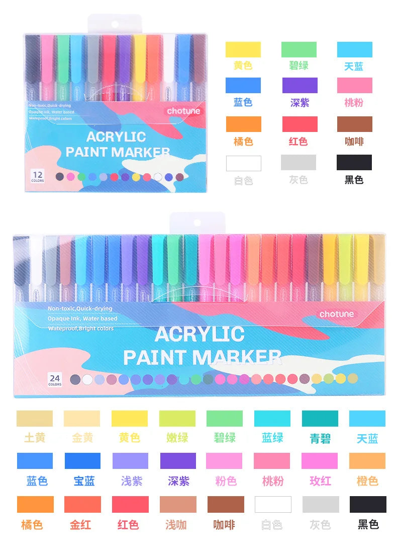 36 Colors Pastel Acrylic Paint Pens  Brush Markers for Wood Canvas Stone Rock Painting Glass Ceramic Fabric Metal Art Supplies    Home Decor Supply | Online Retail | ShoreShopper.com