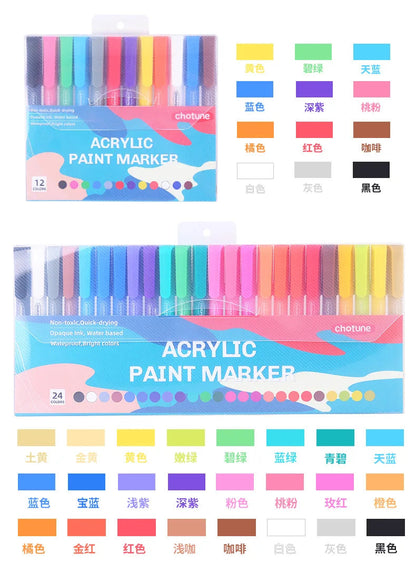 36 Colors Pastel Acrylic Paint Pens  Brush Markers for Wood Canvas Stone Rock Painting Glass Ceramic Fabric Metal Art Supplies    Home Decor Supply | Online Retail | ShoreShopper.com