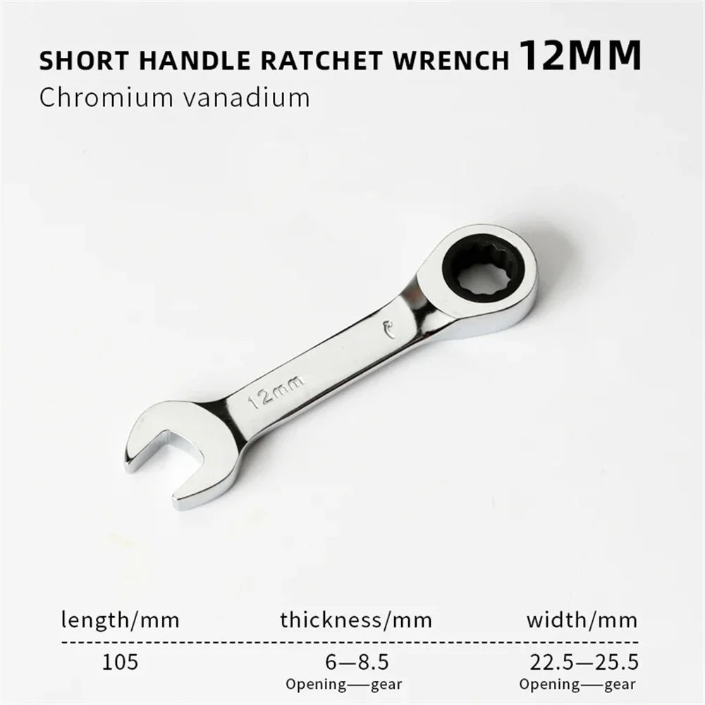 6-19mm Short Handle Quick Ratchet Wrench 72 Teeth Multi Functional Portable Short Dual-use Plum Blossom Small Wrench Hand Tools    Home Decor Supply | Online Retail | ShoreShopper.com