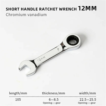 6-19mm Short Handle Quick Ratchet Wrench 72 Teeth Multi Functional Portable Short Dual-use Plum Blossom Small Wrench Hand Tools    Home Decor Supply | Online Retail | ShoreShopper.com