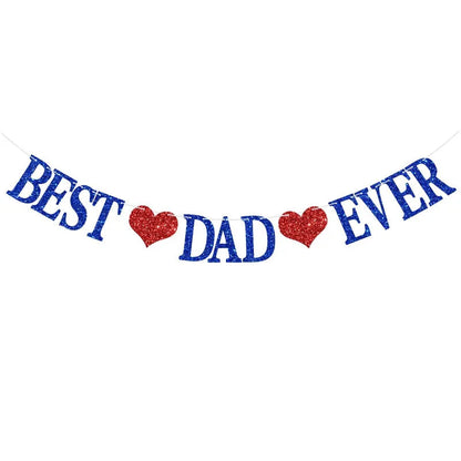 Best Dad Ever Happy Father’s Day Banner for Best Dad, Glitter Father's Day Party Decor Garland birthday decoration    Your Coastal Marketplace | Shoreshopper.com