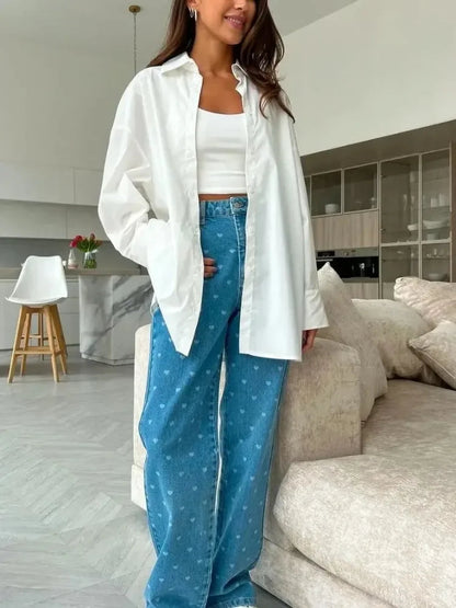 100% Cotton Shirts for Women Spring and Summer Fashion Long Sleeve Shirt Single Breasted Design Casual Loose Blouse for Women    Your Coastal Marketplace | Shoreshopper.com