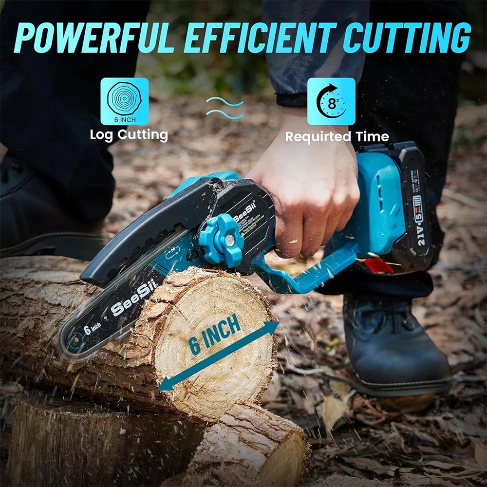 Seesii 6'' Brushless Electric Chainsaw 2 IN 1 Tree Trimming Branch Pruner Cutting Power Tools - ShoreCo.Shop