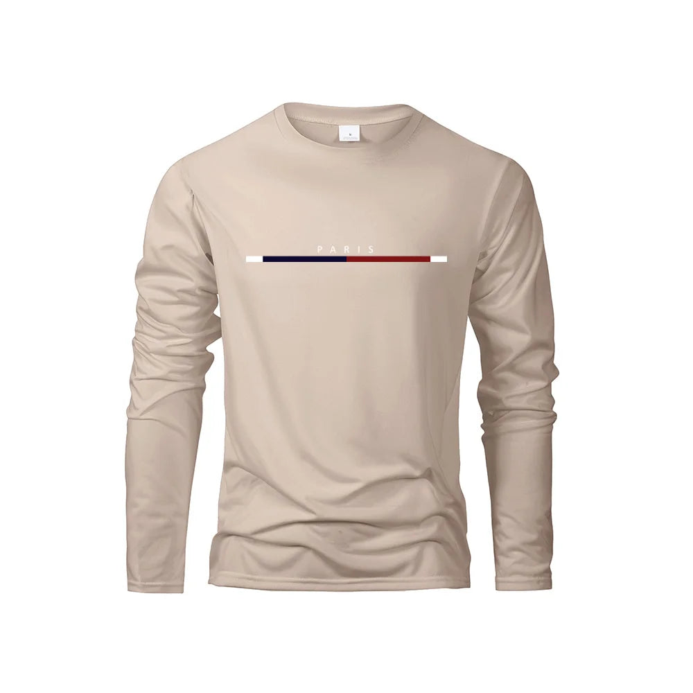 Men's Long Sleeve T Shirts of PARIS Printing Solid Color Casual Tops Autumn High Quality Loose T-Shirt Men Classic Clothing    Home Decor Supply | Online Retail | ShoreShopper.com