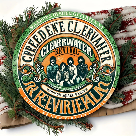 Creedence Clearwater Revival Round Vintage Metal Sign - 8x8 Inch Wall Art for Home, Office, Bar, Cafe - Durable Aluminum Decor    Home Decor Supply | Online Retail | ShoreShopper.com