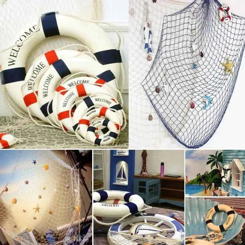Nautical Style Welcome Decorative Red Blue Life Buoy Home Marine Beach Wall Decoration Crafts Living Room