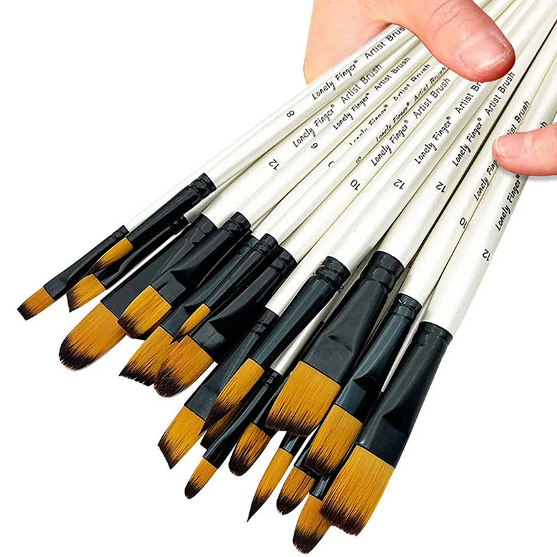 ♥24 Pcs Pearl White Art Paintbrush Set – Nylon Brushes for Oil, Acrylic & Watercolor Painting    Home Decor Supply | Online Retail | ShoreShopper.com