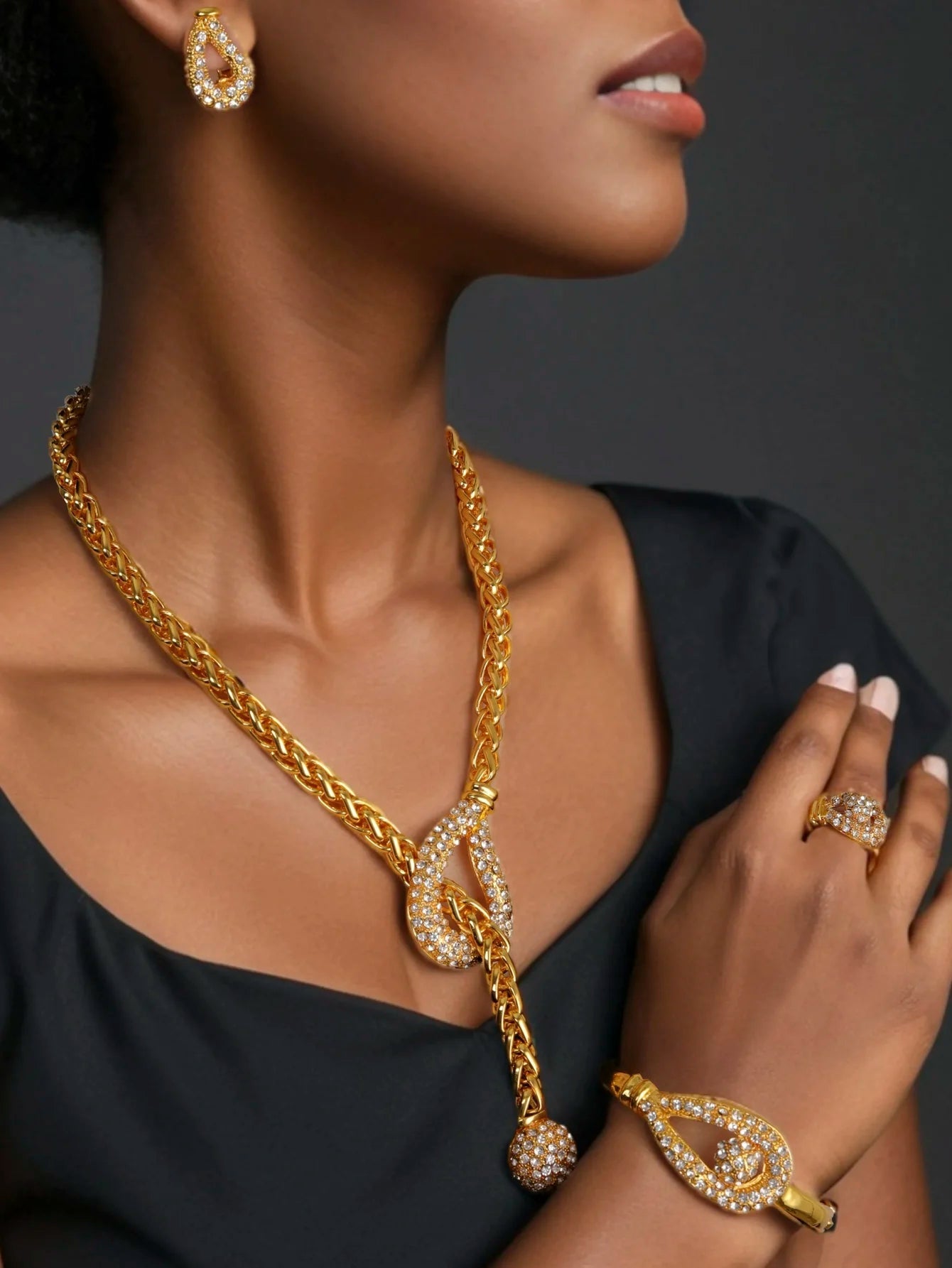 Dubai 24K Gold Plated Gold Women Jewelry Sets Classic Design Necklace Earrings Charm Bracelet Ring Banquet Party Jewelry    Home Decor Supply | Online Retail | ShoreShopper.com