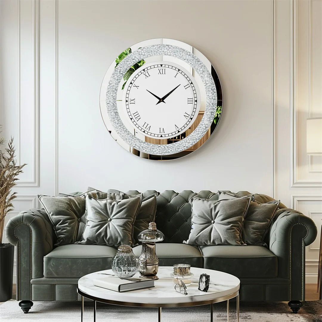 LUVODI 32inch Modern 3D Wall Clock Large Diamond Crystal Living Room Kitchen Bedroom Hall Clock with Roman Numerals    Home Decor Supply | Online Retail | ShoreShopper.com