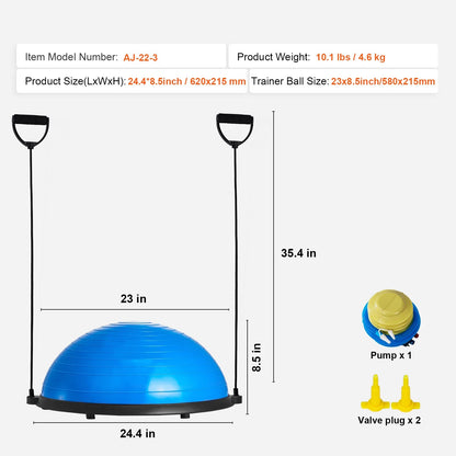 SucceBuy 23/26 inch Half Exercise Ball Trainer Balance Ball Trainer 660lbs Capacity Stability Ball Yoga Ball w/ Resistance Bands    Home Decor Supply | Online Retail | ShoreShopper.com